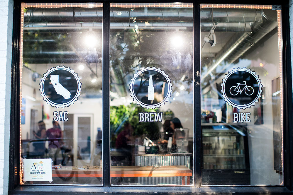 Glass window of the Sacramento Brew Bar